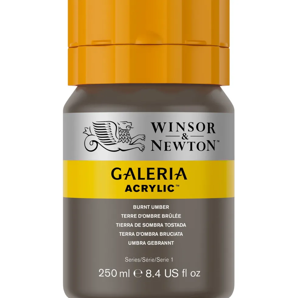 Farba akrylowa Galeria - Winsor & Newton - 076, Burnt Umber, 250 ml