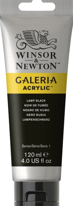 Farba akrylowa Galeria - Winsor & Newton - Lamp Black, 120 ml