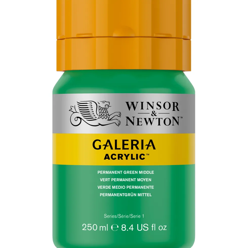 Farba akrylowa Galeria - Winsor & Newton - 484, Permanent Green Middle, 250 ml