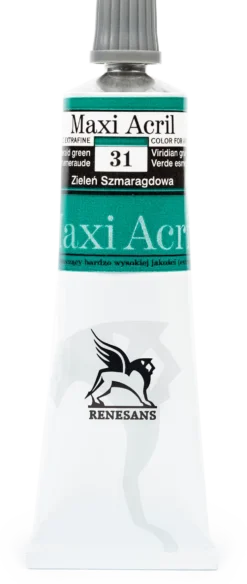 Farba akrylowa Maxi Acril - Renesans - 31, emerald green, 60 ml