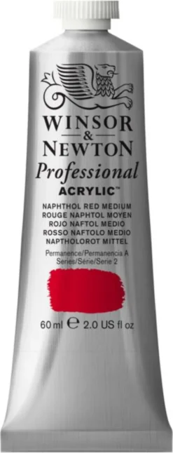 Farba akrylowa Professional Acrylic - Winsor & Newton - Naphthol Red Medium, 60 ml