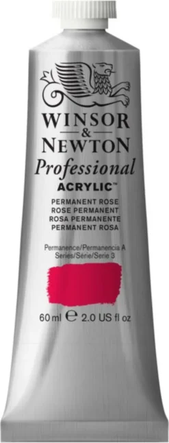 Farba akrylowa Professional Acrylic - Winsor & Newton - Permanent Rose Quinacridone, 60 ml
