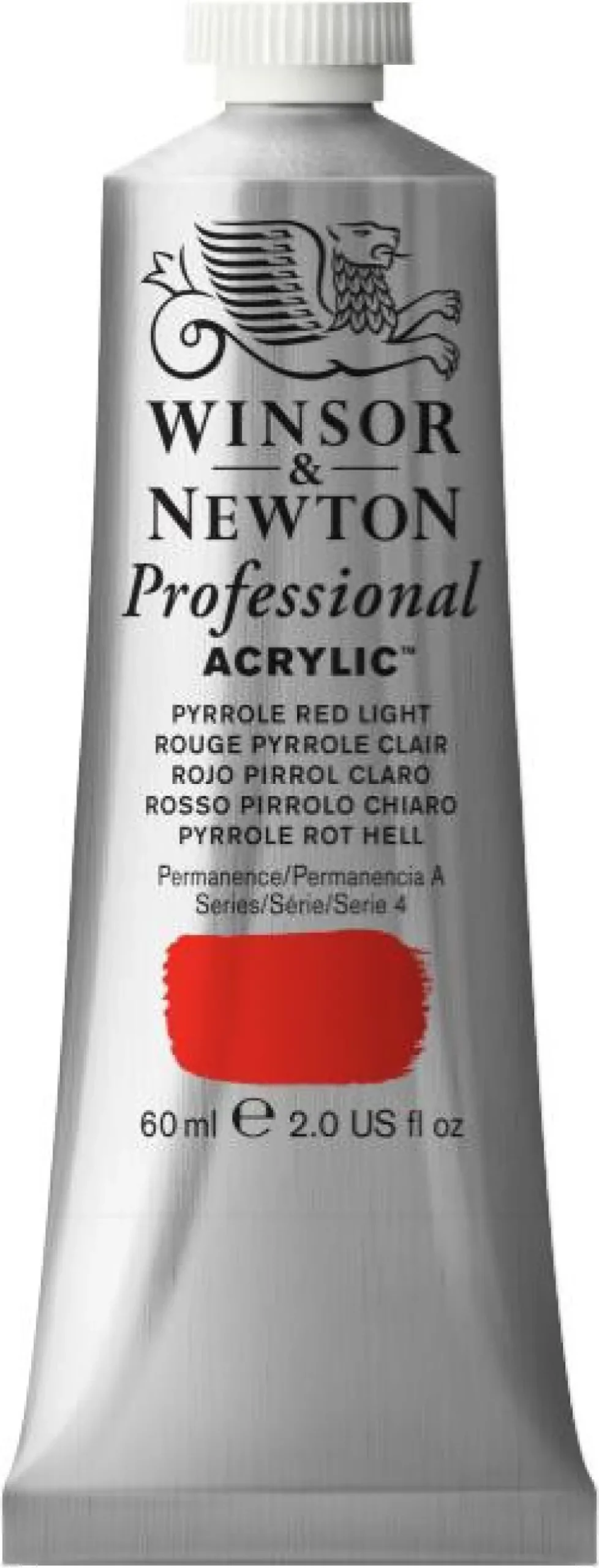 Farba akrylowa Professional Acrylic - Winsor & Newton - Pyrrole Red Light, 60 ml