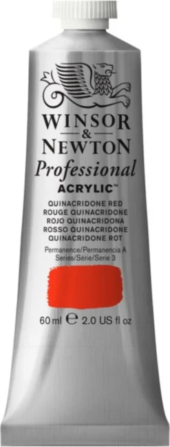 Farba akrylowa Professional Acrylic - Winsor & Newton - Quinacridone Red, 60 ml