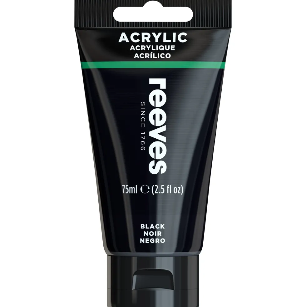 Farba akrylowa - Reeves - Black, 75 ml