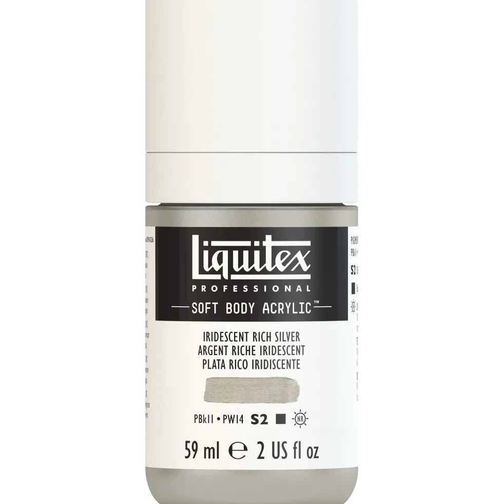 Farba akrylowa Soft Body - Liquitex - Iridescent Rich Silver, 59 ml