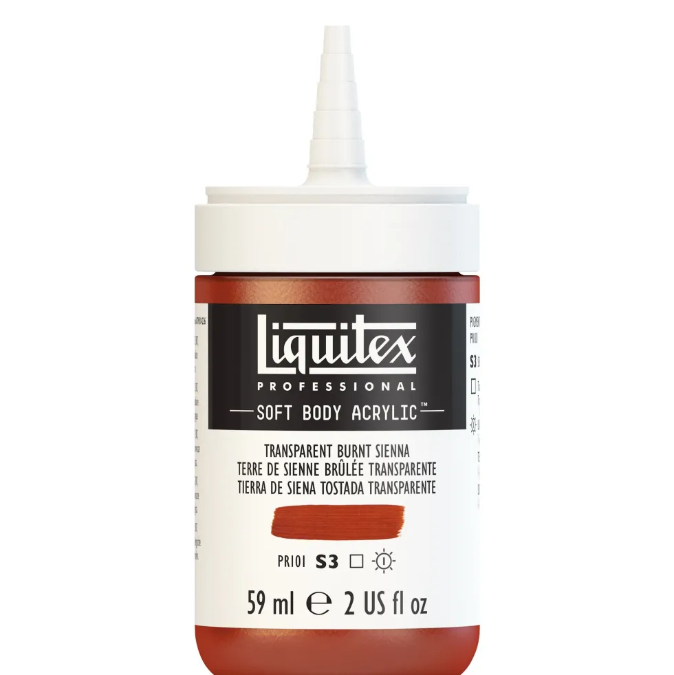 Farba akrylowa Soft Body - Liquitex - Transparent Burnt Sienna, 59 ml