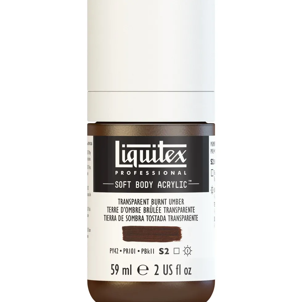 Farba akrylowa Soft Body - Liquitex - Transparent Burnt Umber, 59 ml