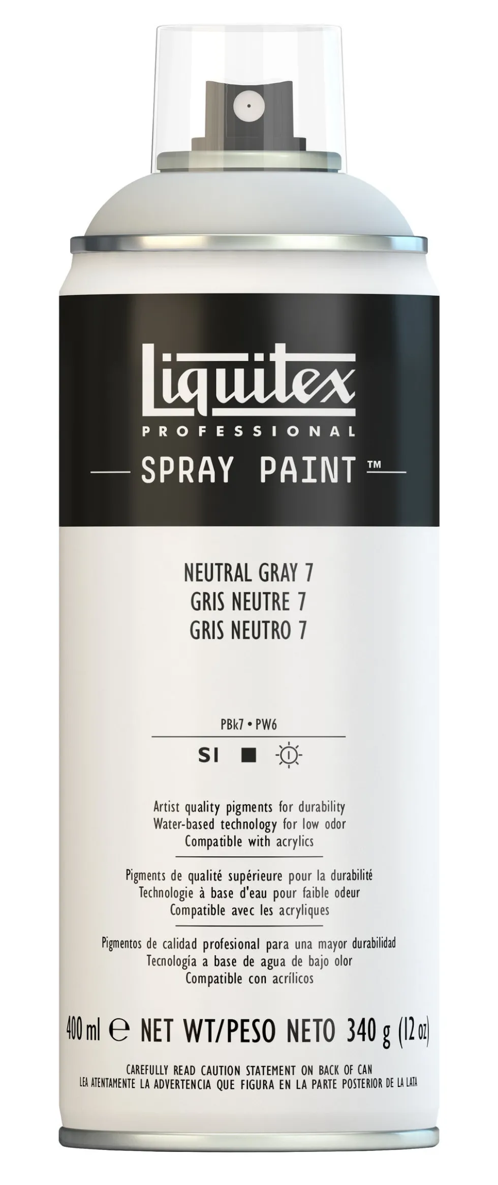 Farba akrylowa w spray'u - Liquitex - Neutral Gray 7, 400 ml