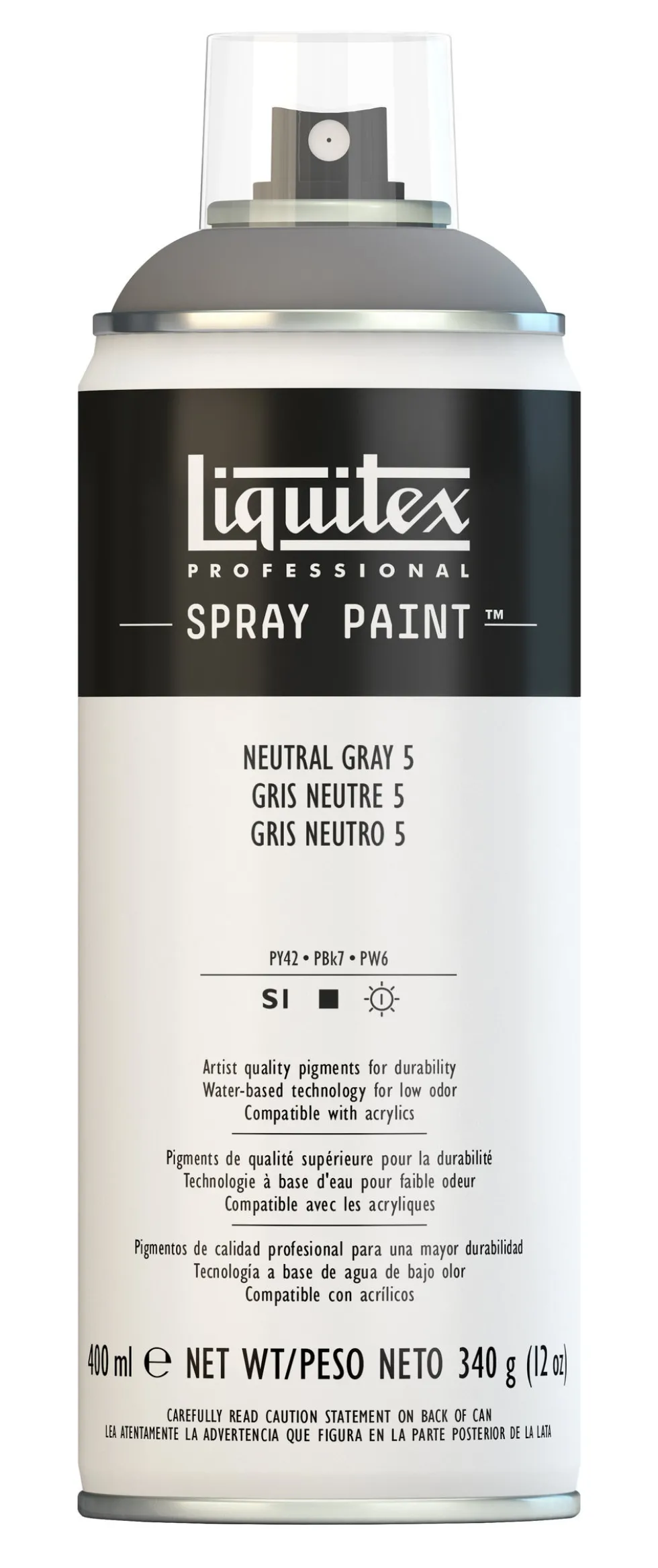 Farba akrylowa w spray'u - Liquitex - Neutral Gray 5, 400 ml