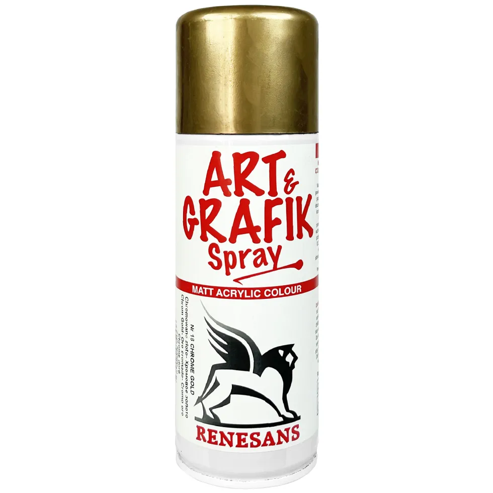 Farba akrylowa w sprayu metaliczna - Renesans - złoto chromowane, 200 ml