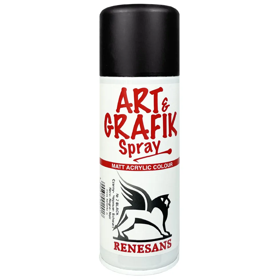 Farba akrylowa w sprayu - Renesans - czarna, 200 ml