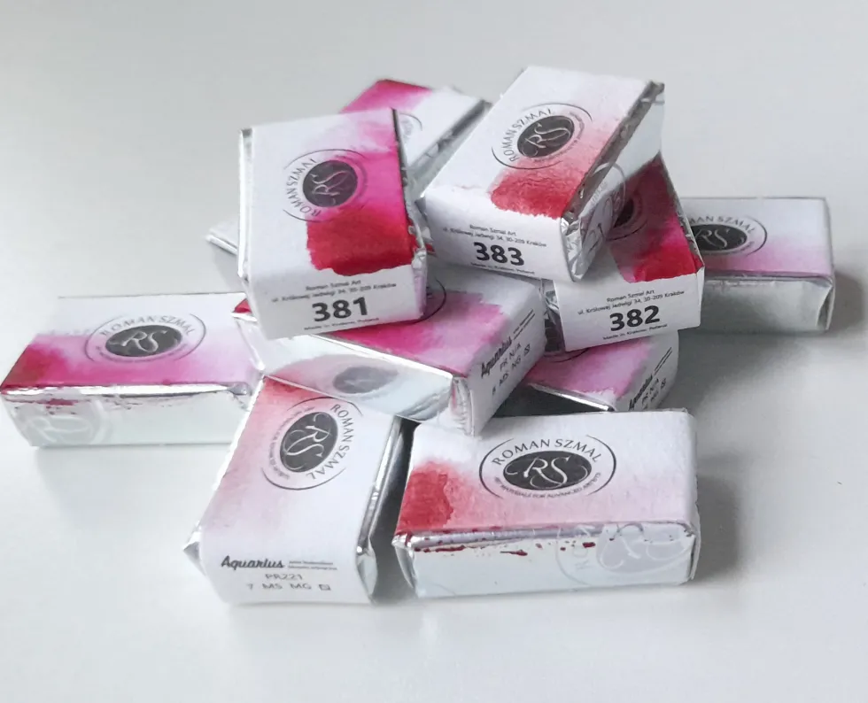 Farba akwarelowa Aquarius - Roman Szmal - 382, Quinacridone Warm Pink, kostka