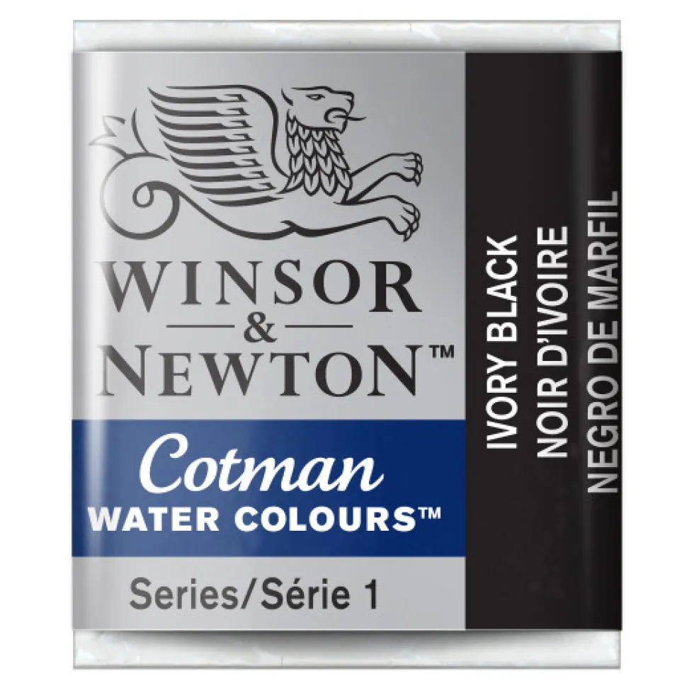 Farba akwarelowa Cotman - Winsor & Newton - Ivory Black, półkostka