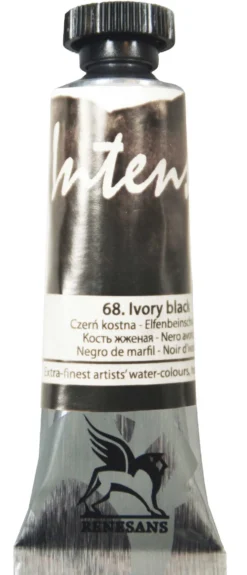 Farba akwarelowa Intense Water - Renesans - 68, ivory black, 15 ml