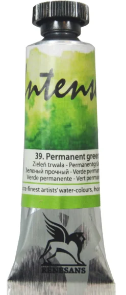 Farba akwarelowa Intense Water - Renesans - 39, permanent green, 15 ml