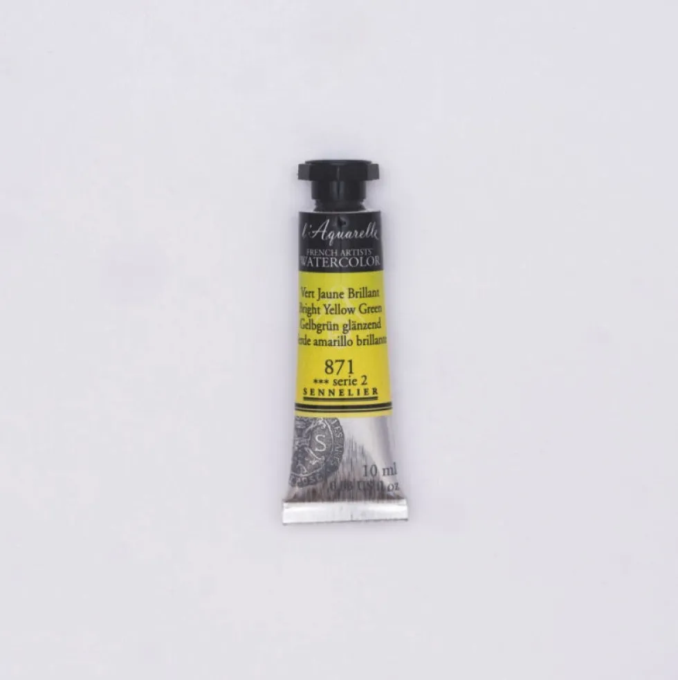 Farba akwarelowa l’Aquarelle - Sennelier - 871, Bright Yellow Green, 10 ml