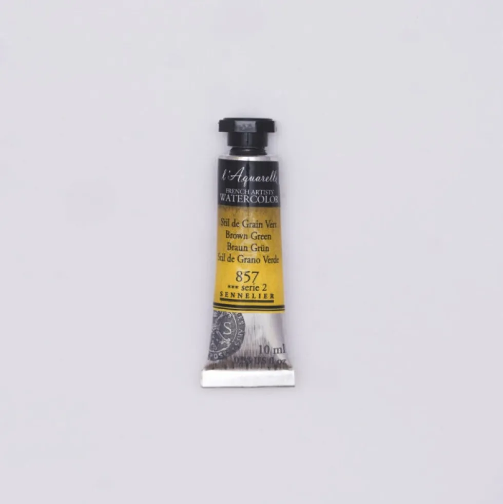 Farba akwarelowa l’Aquarelle - Sennelier - 857, Brown Green, 10 ml