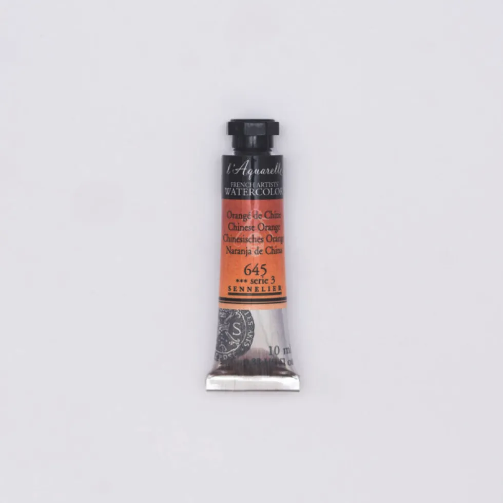 Farba akwarelowa l’Aquarelle - Sennelier - 645, Chinese Orange, 10 ml