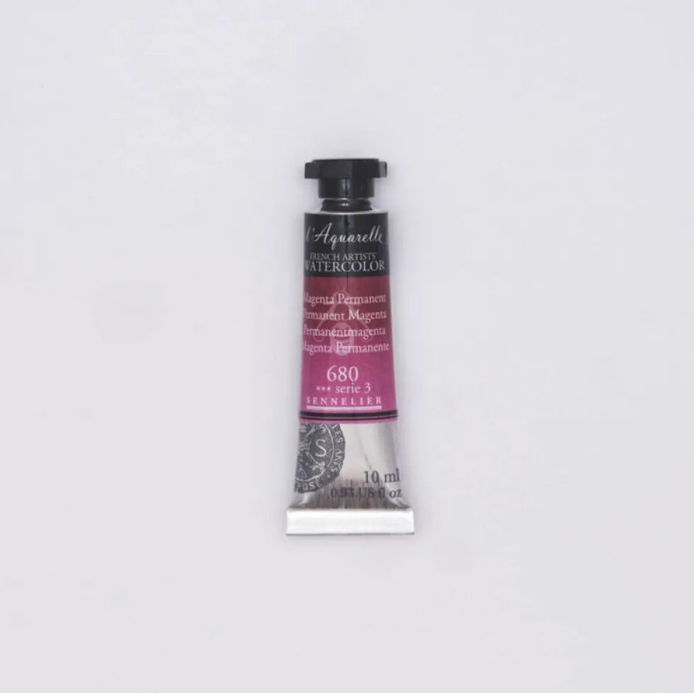 Farba akwarelowa l’Aquarelle - Sennelier - 680, Permanent Magenta, 10 ml