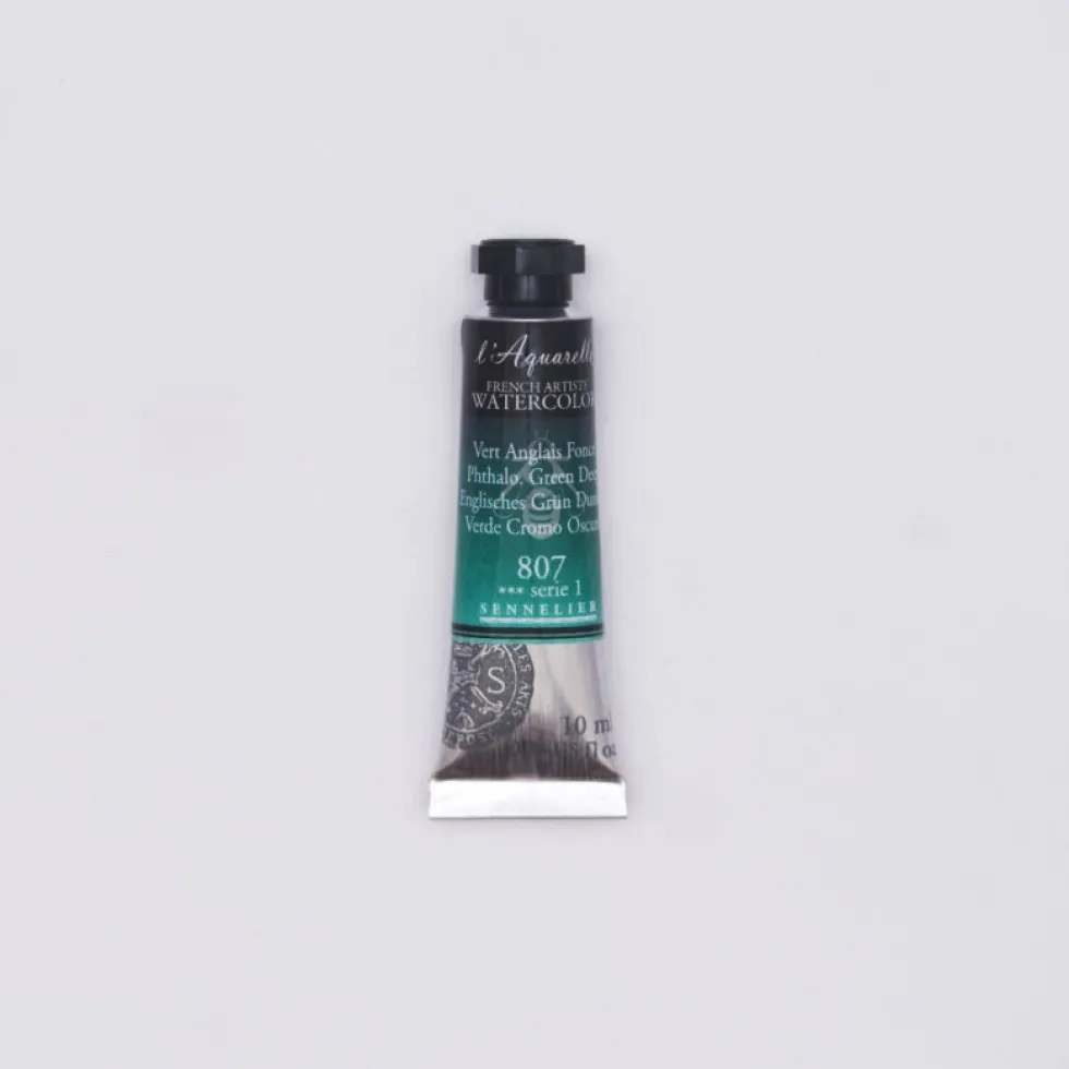 Farba akwarelowa l’Aquarelle - Sennelier - 807, Phthalo Green Deep, 10 ml