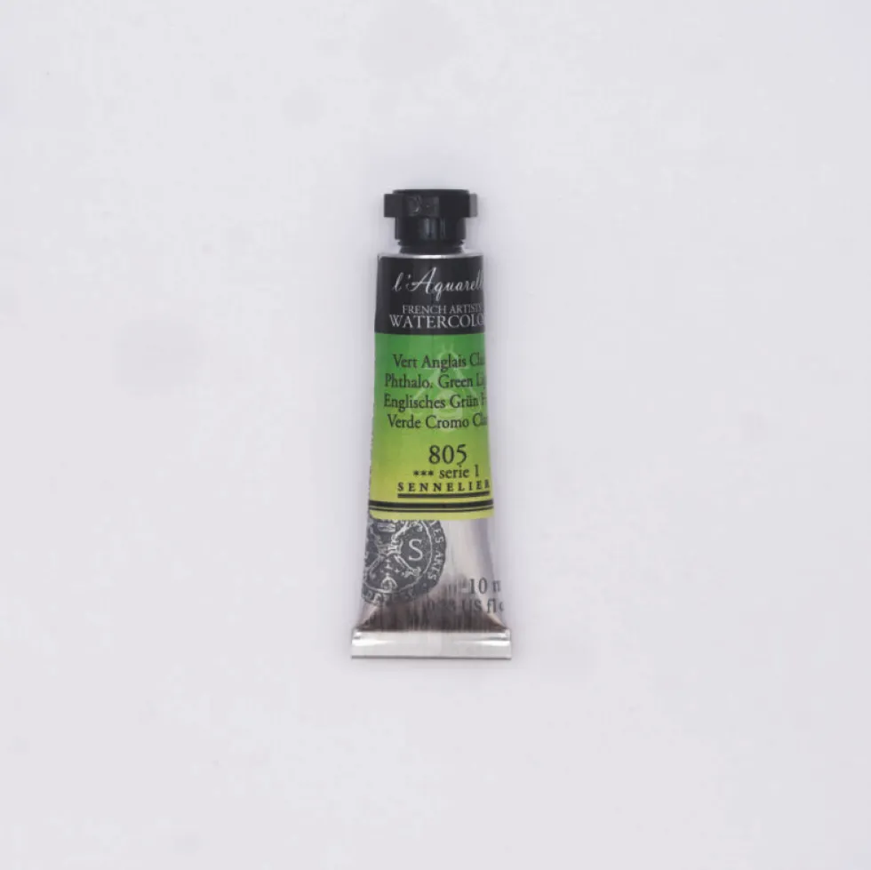 Farba akwarelowa l’Aquarelle - Sennelier - 805, Phthalo Green Light, 10 ml