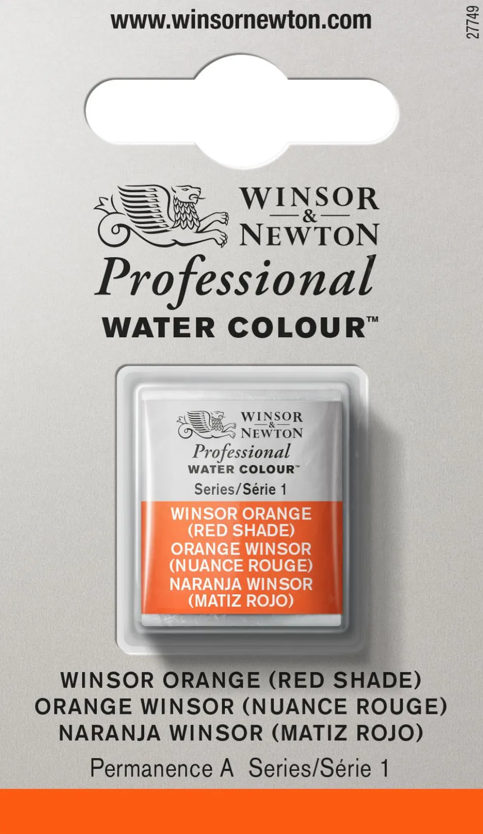 Farba akwarelowa Professional w półkostce - Winsor & Newton - Winsor Orange (Red Shade)