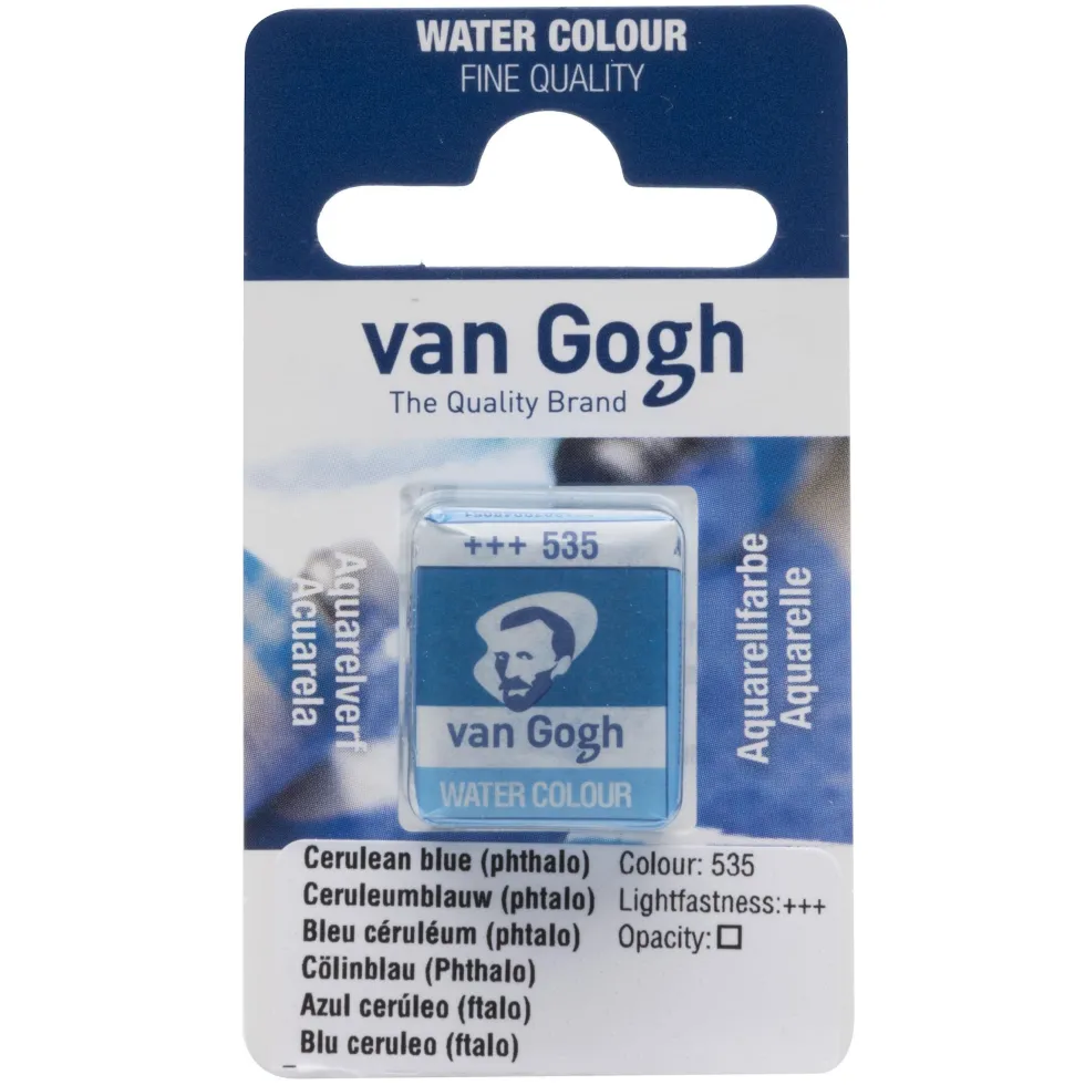 Farba akwarelowa w kostce - Van Gogh - 535 Cerulean Blue Phthalo