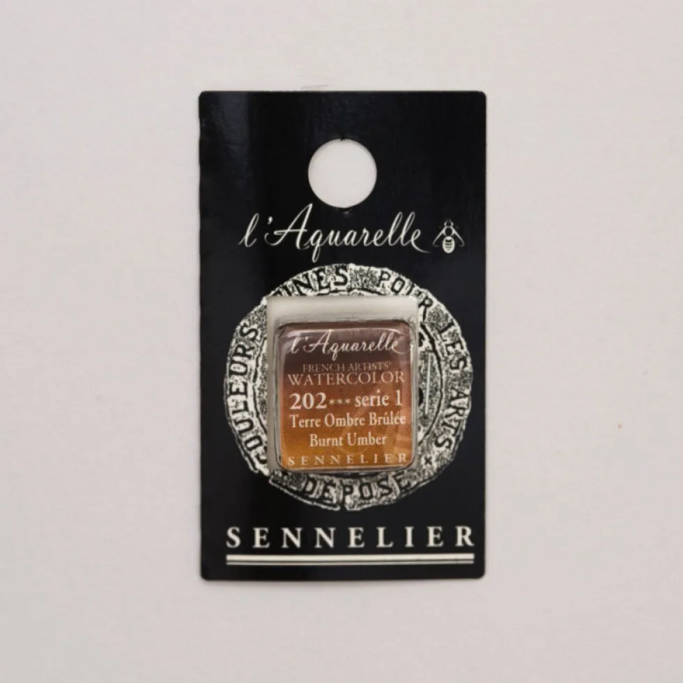 Farba akwarelowa w półkostce l’Aquarelle - Sennelier - 202 Burnt Umber