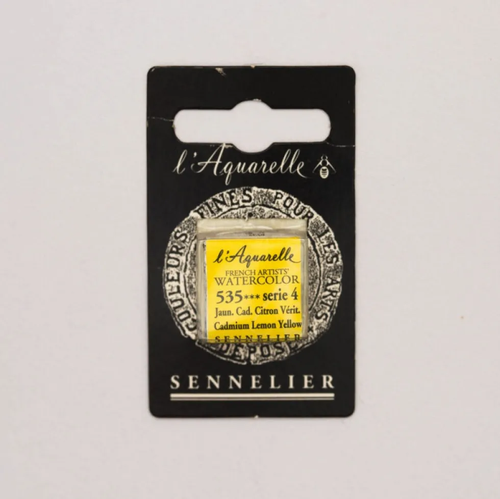 Farba akwarelowa w półkostce l’Aquarelle - Sennelier - 535 Cadmium Lemon Yellow