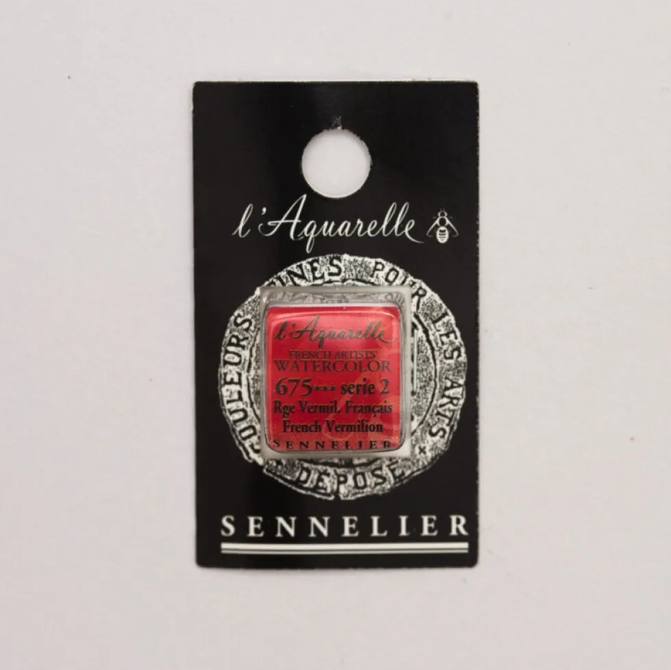 Farba akwarelowa w półkostce l’Aquarelle - Sennelier - 675 French Vermilion