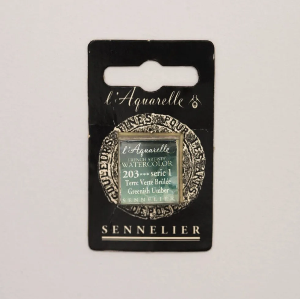 Farba akwarelowa w półkostce l’Aquarelle - Sennelier - 203 Greenish Umber