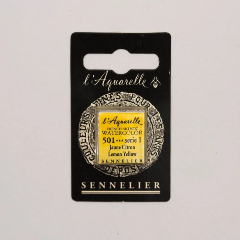 Farba akwarelowa w półkostce l’Aquarelle - Sennelier - 501 Lemon Yellow