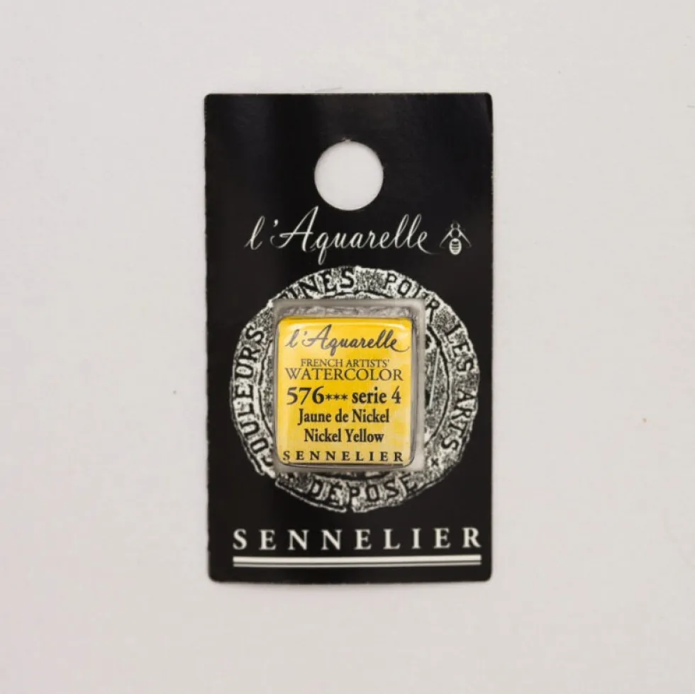 Farba akwarelowa w półkostce l’Aquarelle - Sennelier - 576 Nickel Yellow