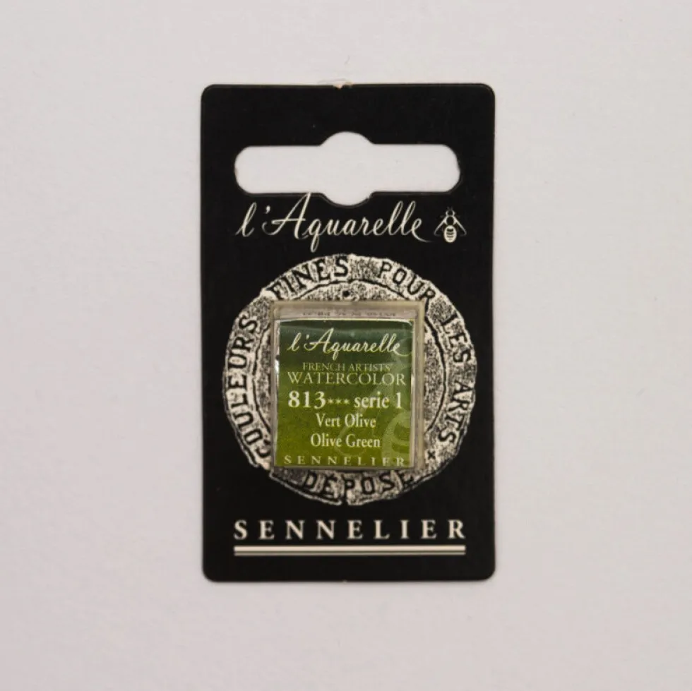 Farba akwarelowa w półkostce l’Aquarelle - Sennelier - 813, Olive Green
