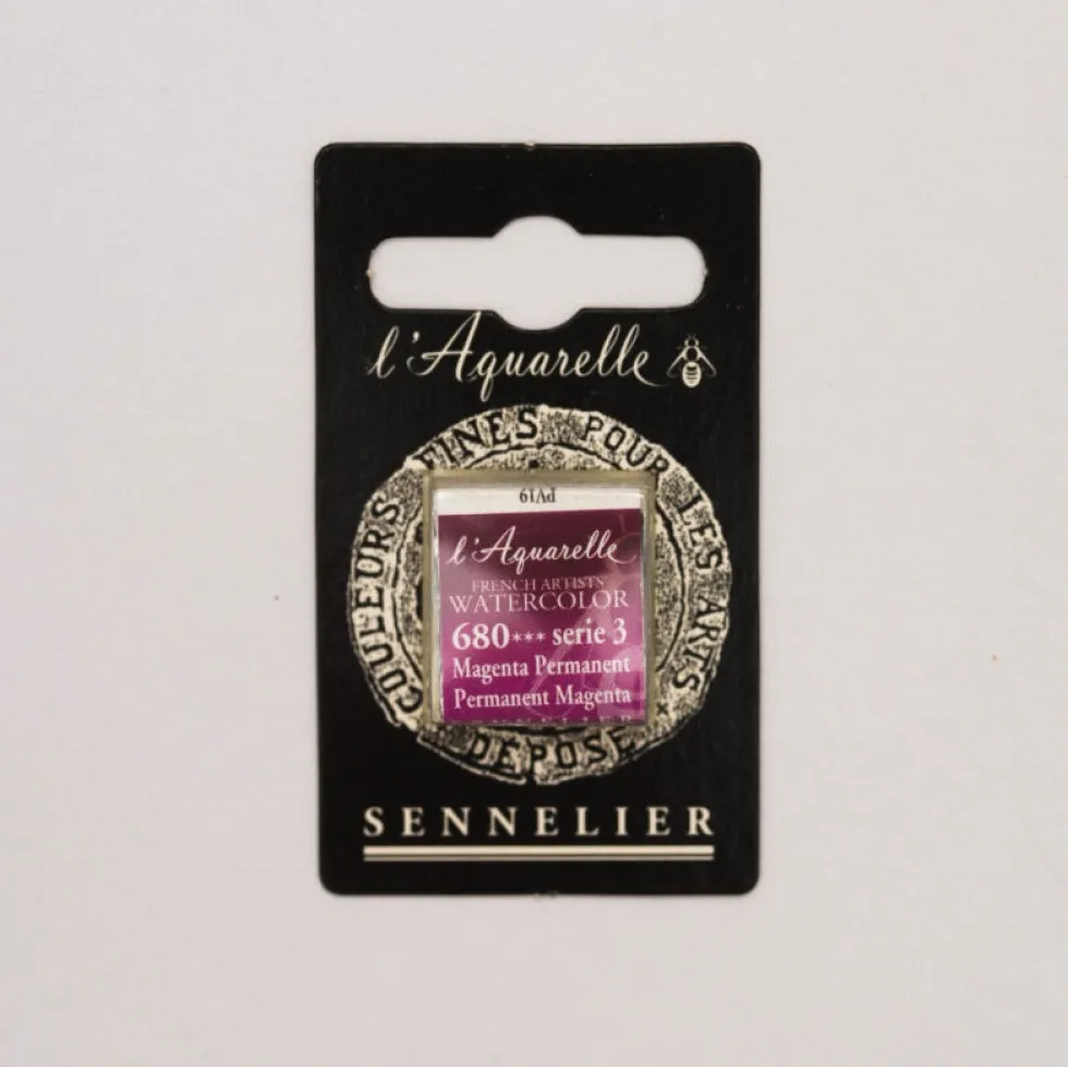 Farba akwarelowa w półkostce l’Aquarelle - Sennelier - 680 Permanent Magenta