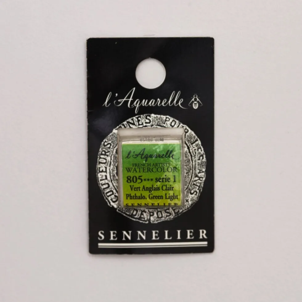 Farba akwarelowa w półkostce l’Aquarelle - Sennelier - 807 Phthalo Green Deep