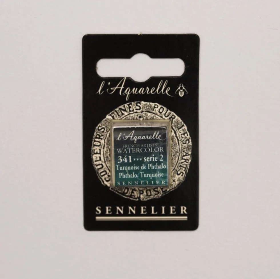 Farba akwarelowa w półkostce l’Aquarelle - Sennelier - 341 Phthalo Turquoise
