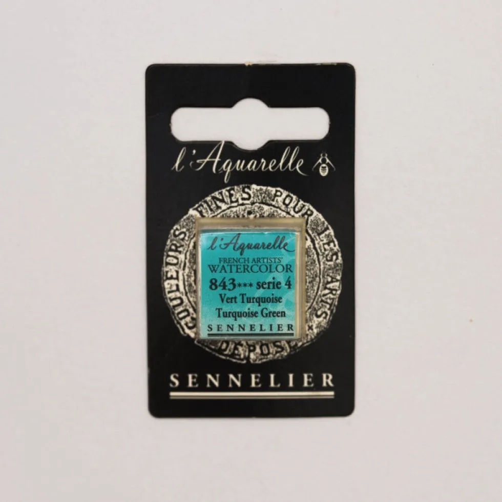Farba akwarelowa w półkostce l’Aquarelle - Sennelier - 843, Turquoise Green