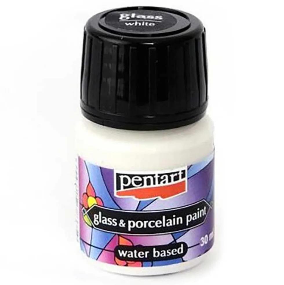 Farba do porcelany i szkła - Pentart - biała, 30 ml