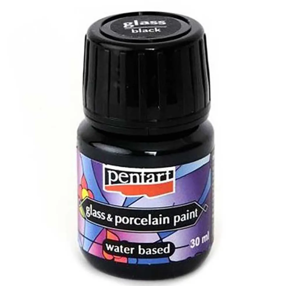 Farba do porcelany i szkła - Pentart - czarna, 30 ml