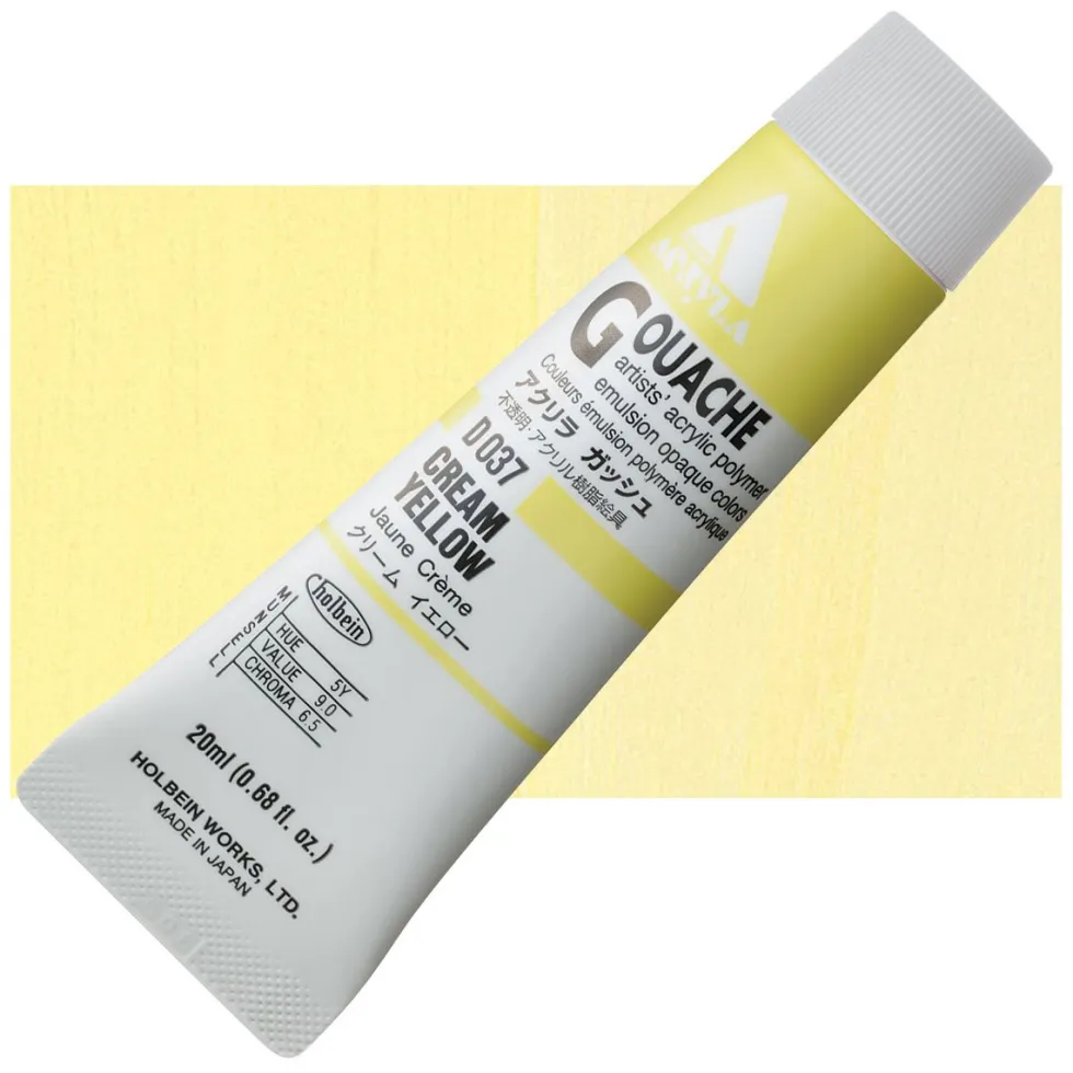 Farba gwasz Acryla Gouache - Holbein - Cream Yellow, 20 ml