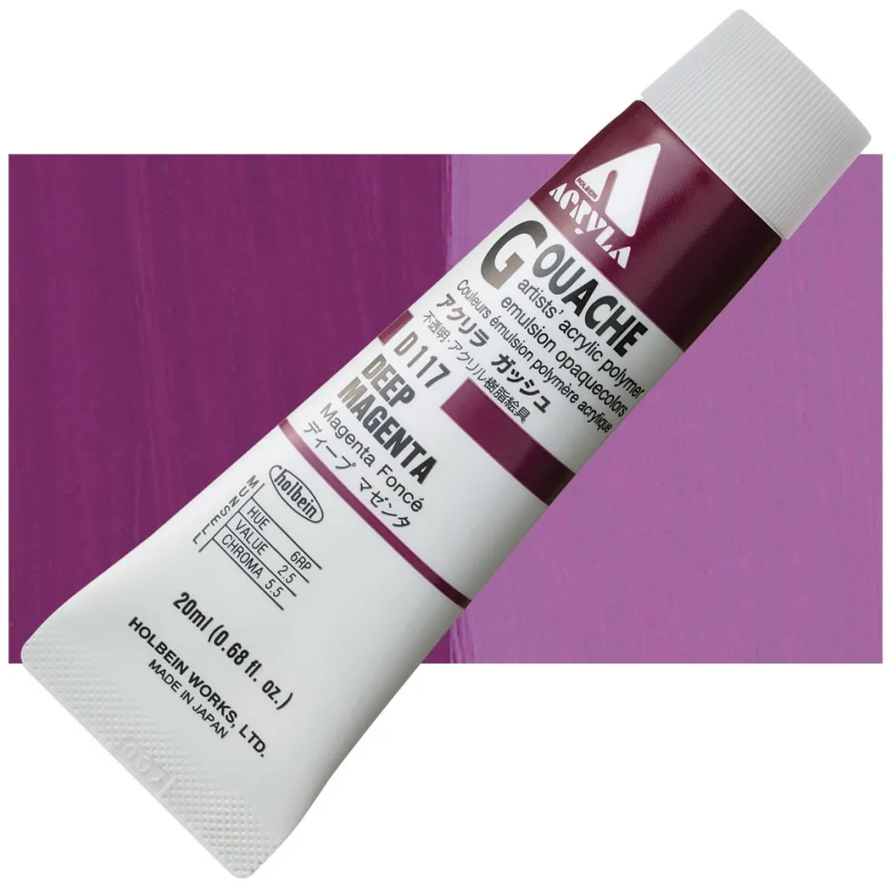 Farba gwasz Acryla Gouache - Holbein - Deep Magenta, 20 ml