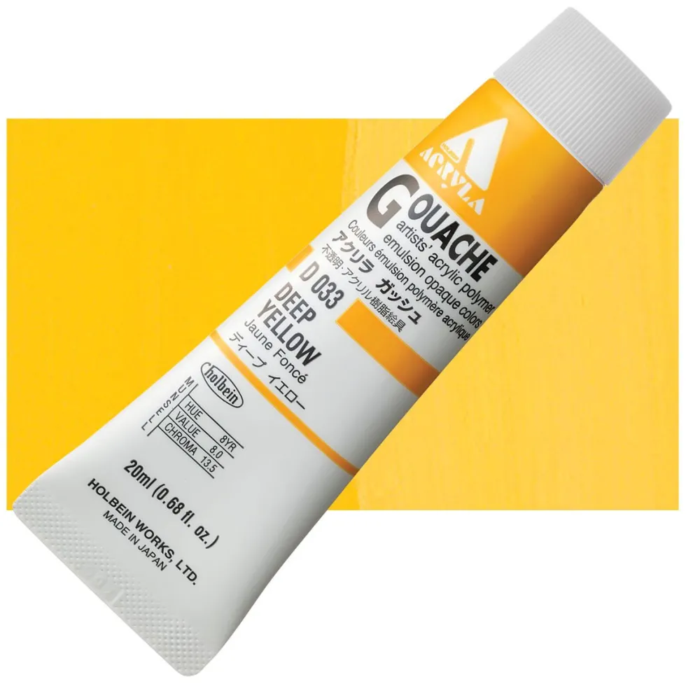 Farba gwasz Acryla Gouache - Holbein - Deep Yellow, 20 ml
