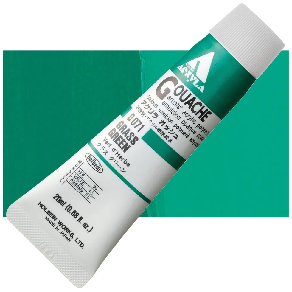 Farba gwasz Acryla Gouache - Holbein - Grass Green, 20 ml
