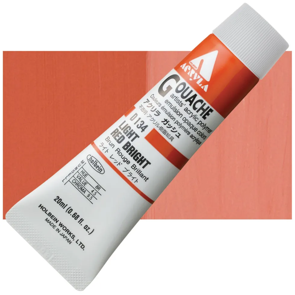 Farba gwasz Acryla Gouache - Holbein - Light Red Bright, 20 ml