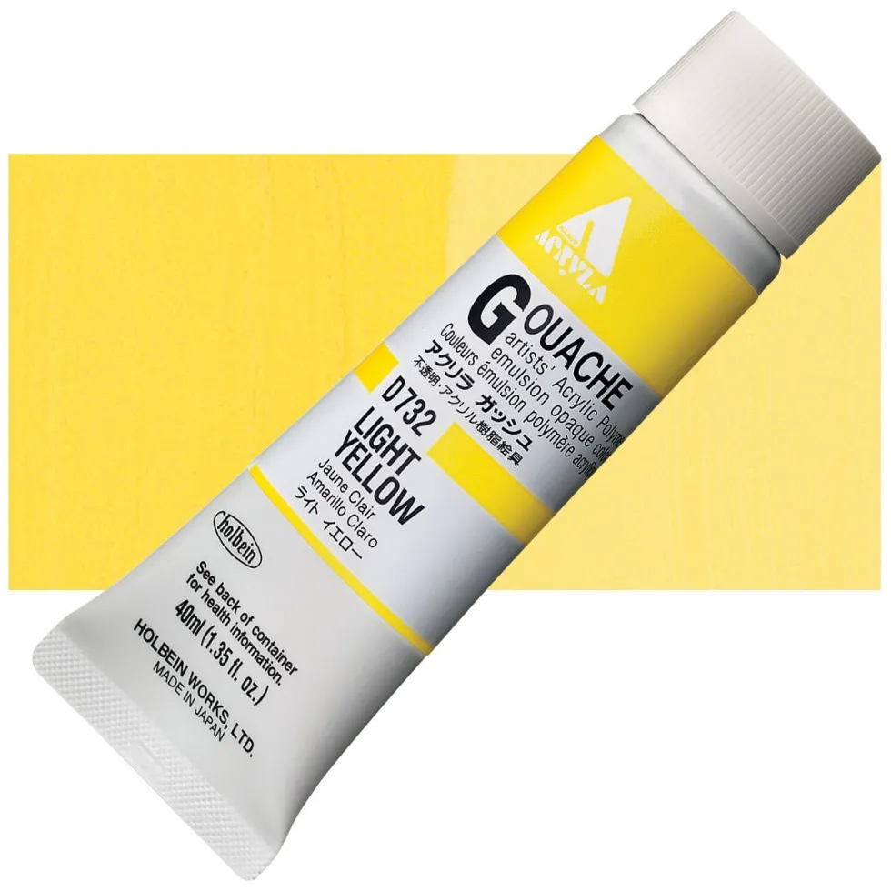 Farba gwasz Acryla Gouache - Holbein - Light Yellow, 20 ml
