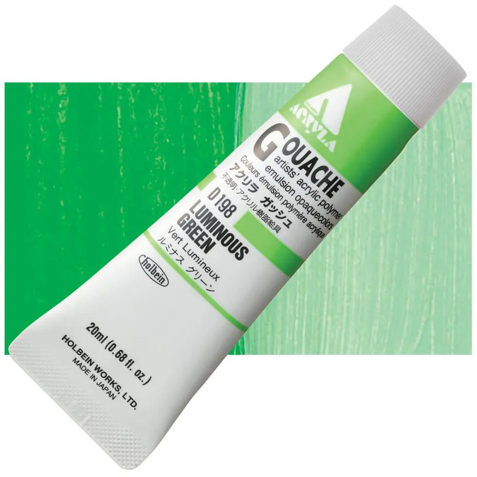 Farba gwasz Acryla Gouache - Holbein - Luminous Green, 20 ml