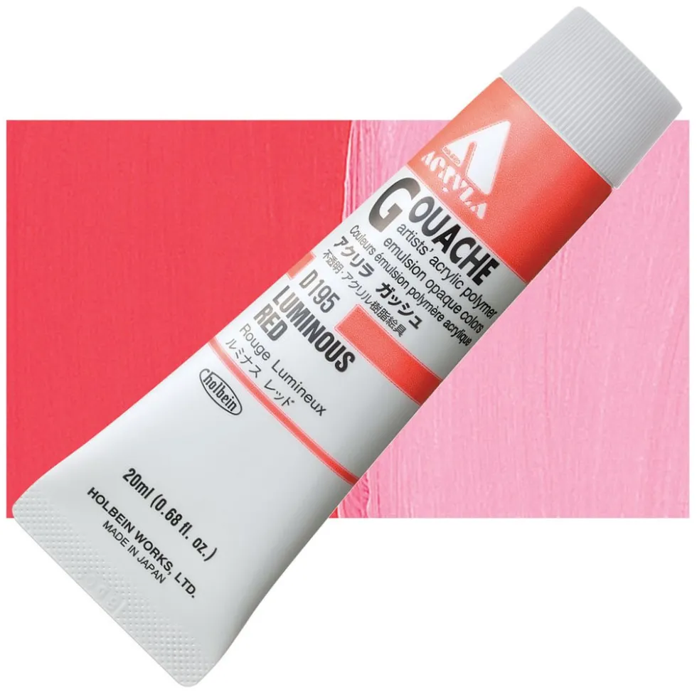 Farba gwasz Acryla Gouache - Holbein - Luminous Red, 20 ml