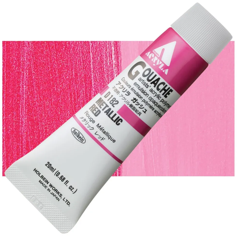 Farba gwasz Acryla Gouache - Holbein - Metallic Red, 20 ml